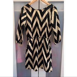 Charlotte Russe Chevron Black & Tan Dress. Small